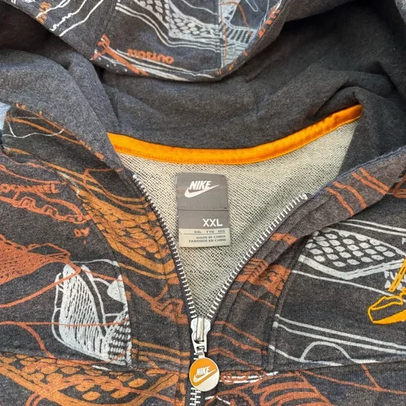 Nike Rare Vintage “Just Do It” 2-Way Zip Hoodie Gray/Orange/White Size XXL